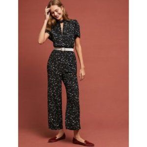 Anthropologie Black Bird Print Jumpsuit